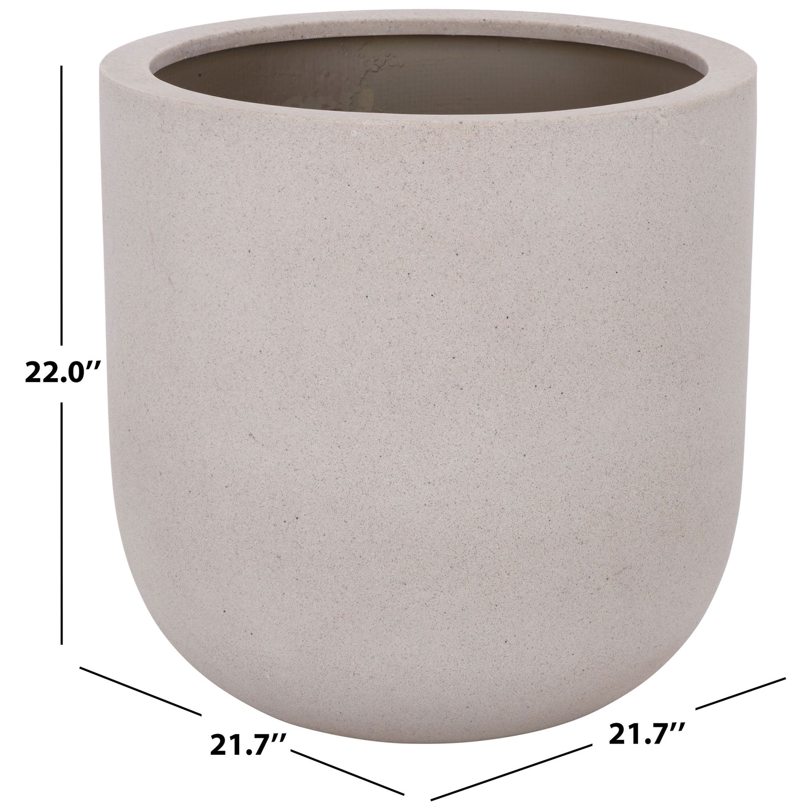 Low, wide beige planter measuring 21.7 inches across and 22 inches high || PAT1401B || dimension_studio