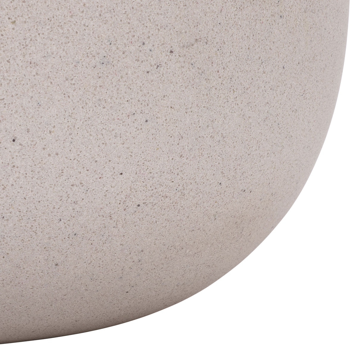 Rounded lower bowl of the wide beige planter with softly mottled texture || PAT1401B || leg_studio