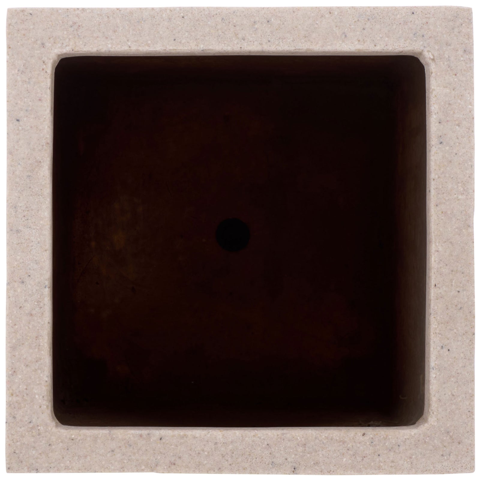A small drainage hole sits at the base of the tall planter's deep planting cavity || PAT1402B || top_studio