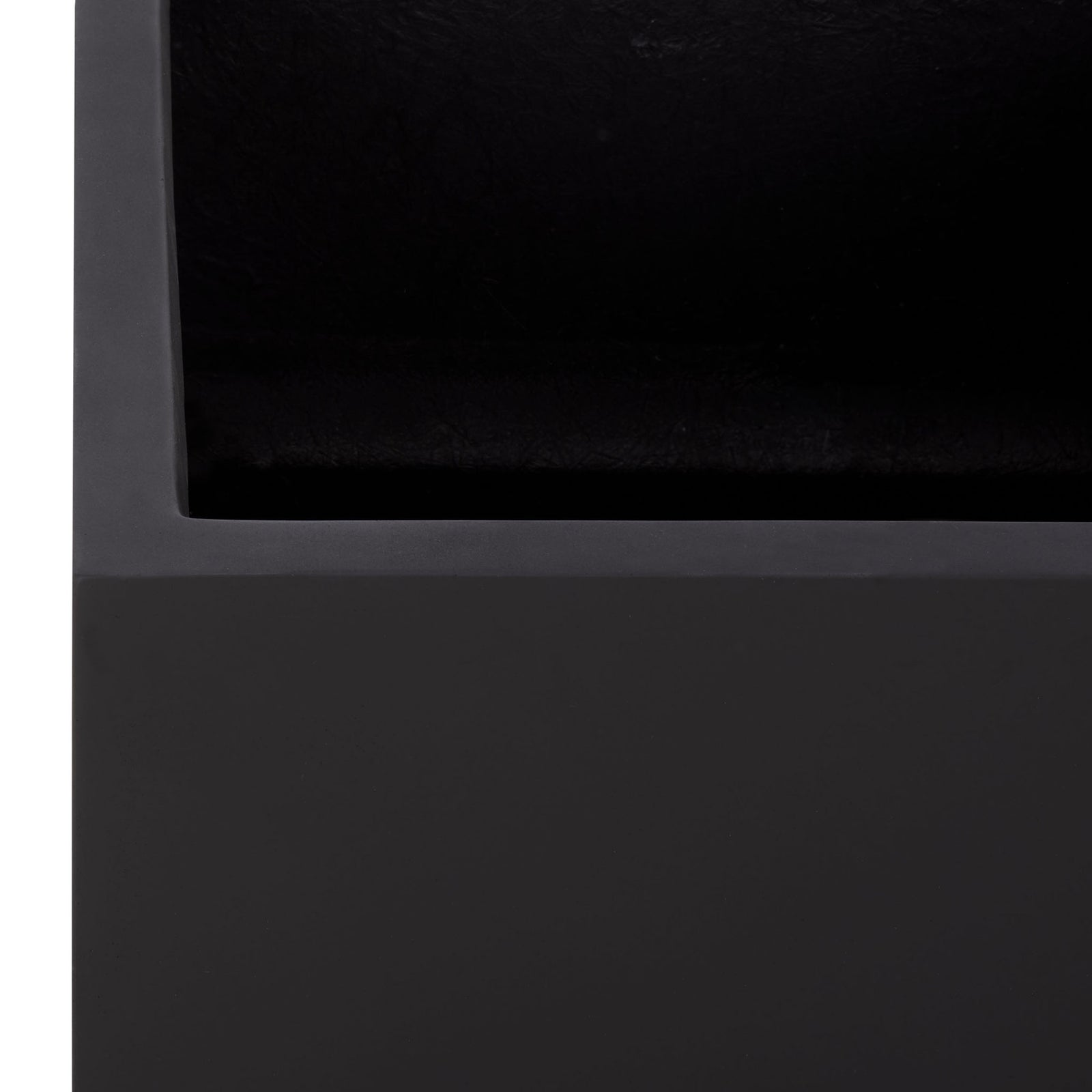 Smooth black rim and deep interior give the wide planter a crisp, modern look || PAT1403A || detail_studio