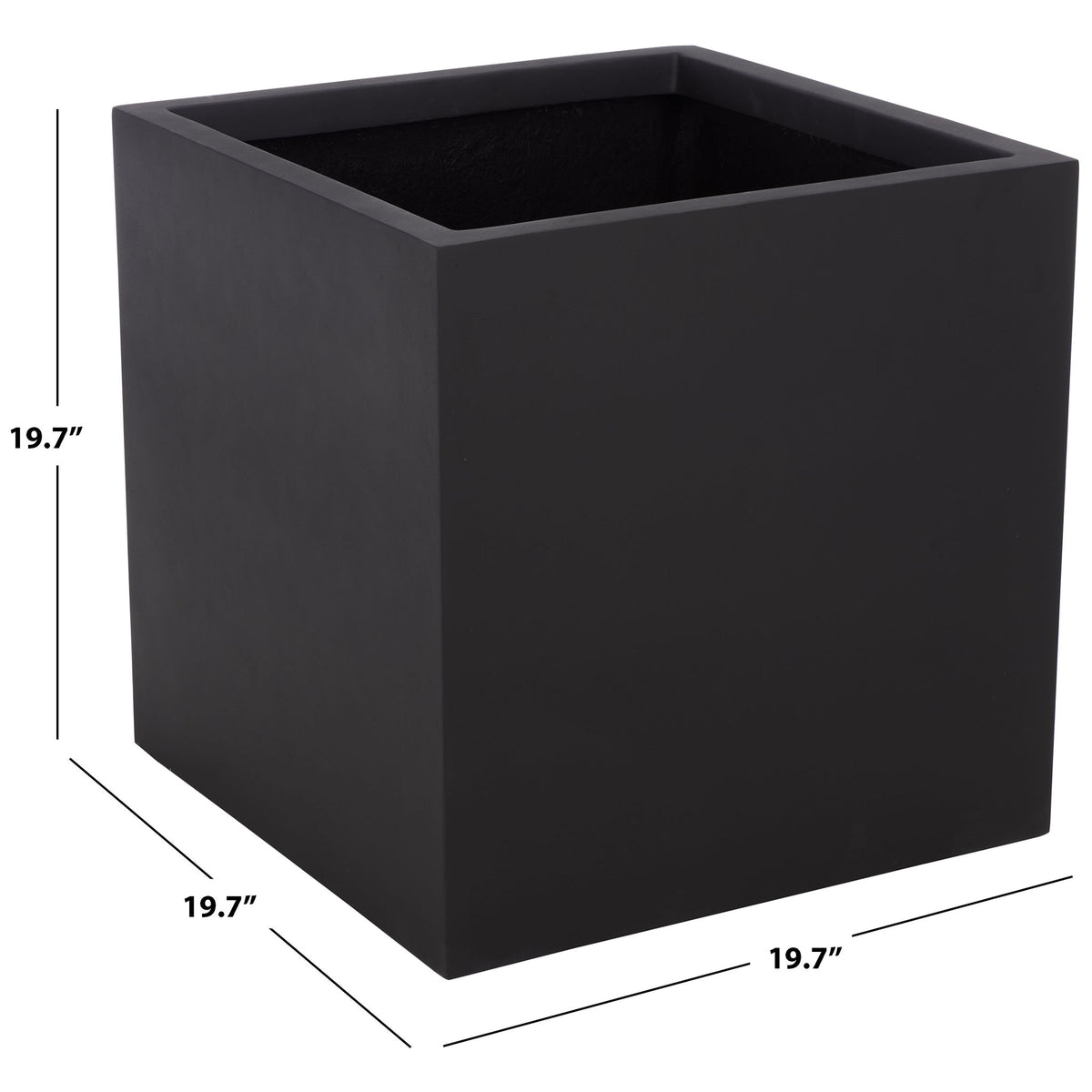Wide square planter measures 19.7 inches on each side