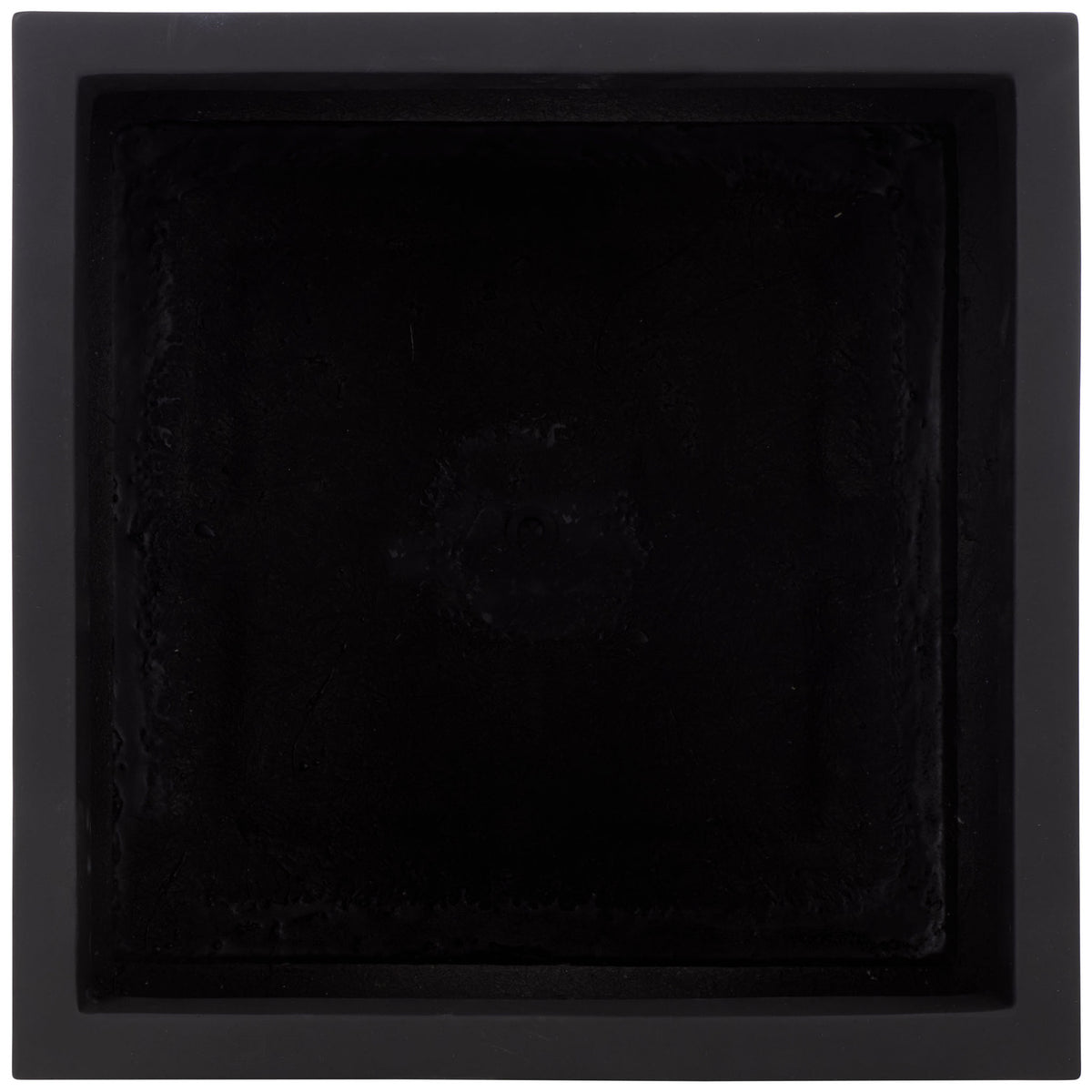 Broad square opening reveals the roomy interior of the black planter || PAT1403A || top_studio