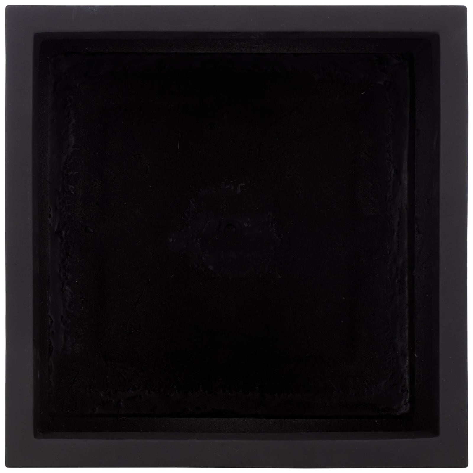 Broad square opening reveals the roomy interior of the black planter || PAT1403A || top_studio