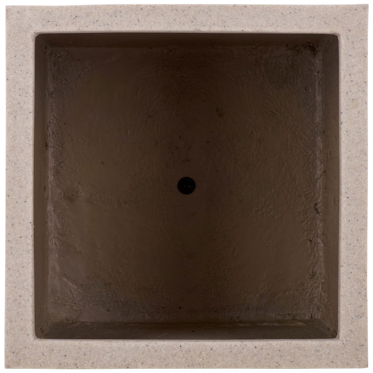 Open square planter reveals a deep planting well and centered drainage hole || PAT1403B || top_studio