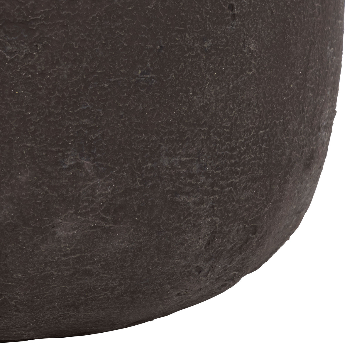 The brown planter's curved base shows a rich, finely textured finish. || PAT1404A || leg_studio