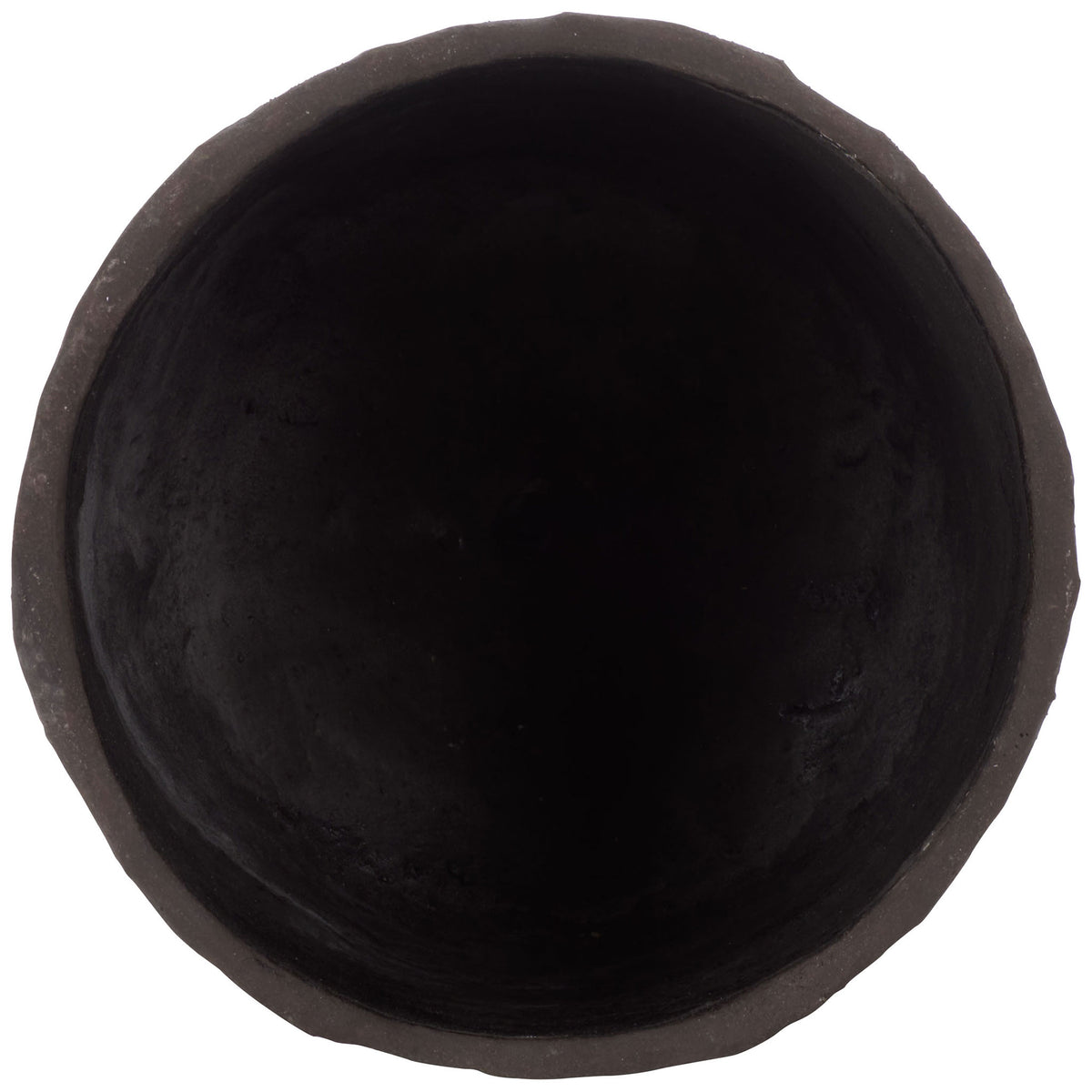 A thick, slightly uneven brown rim encircles the planter's dark interior. || PAT1404A || top_studio