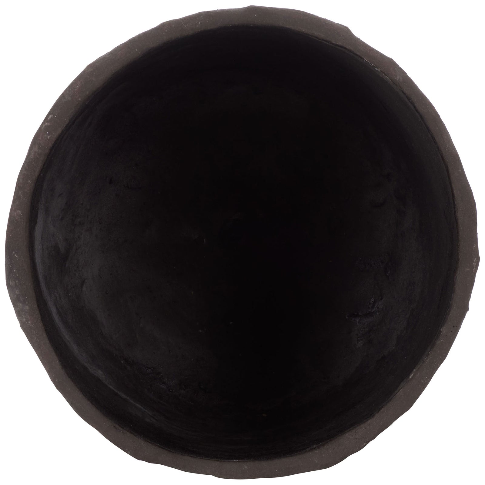 A thick, slightly uneven brown rim encircles the planter's dark interior. || PAT1404A || top_studio