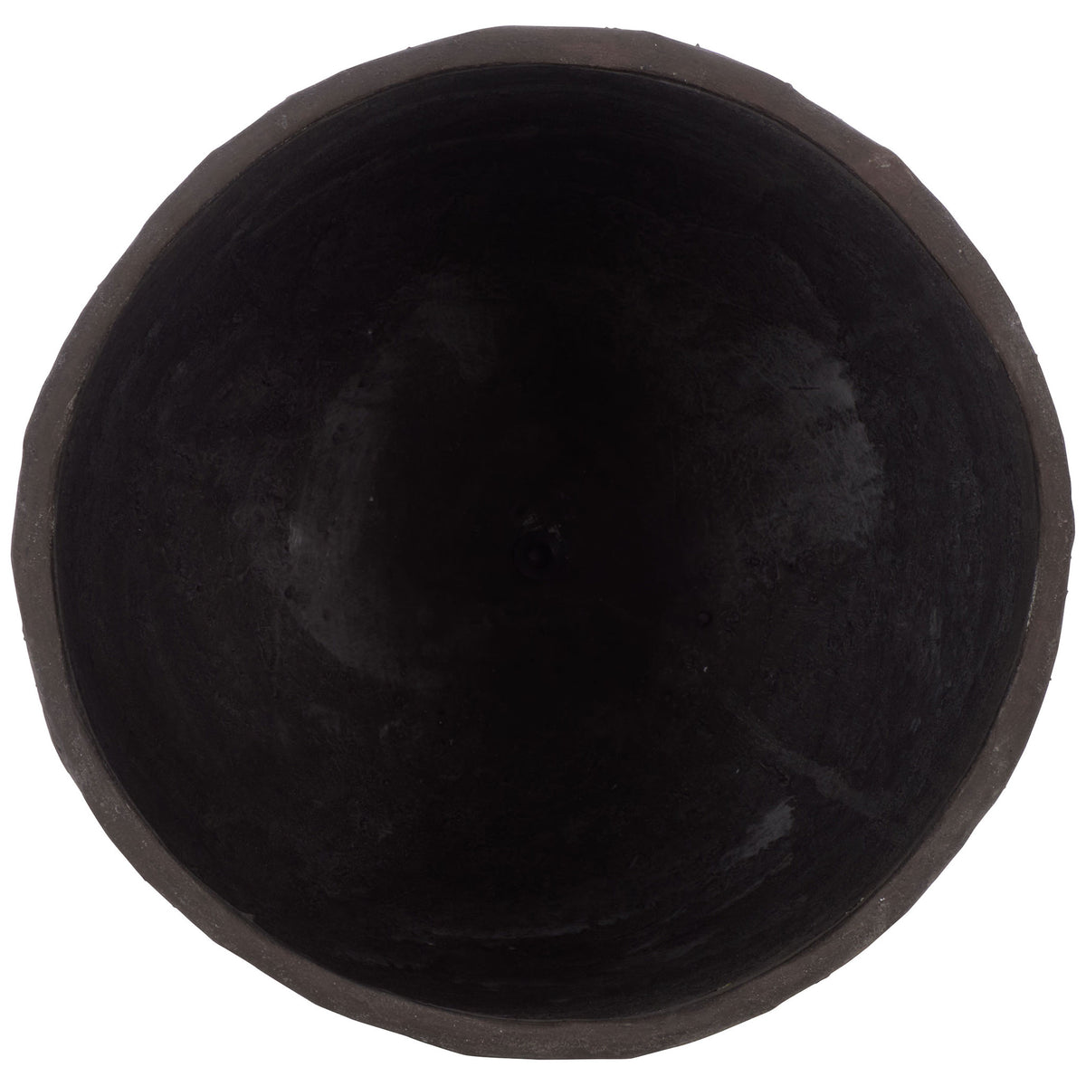 The broad brown rim encloses a dark round interior with a discreet drainage hole. || PAT1405A || top_studio