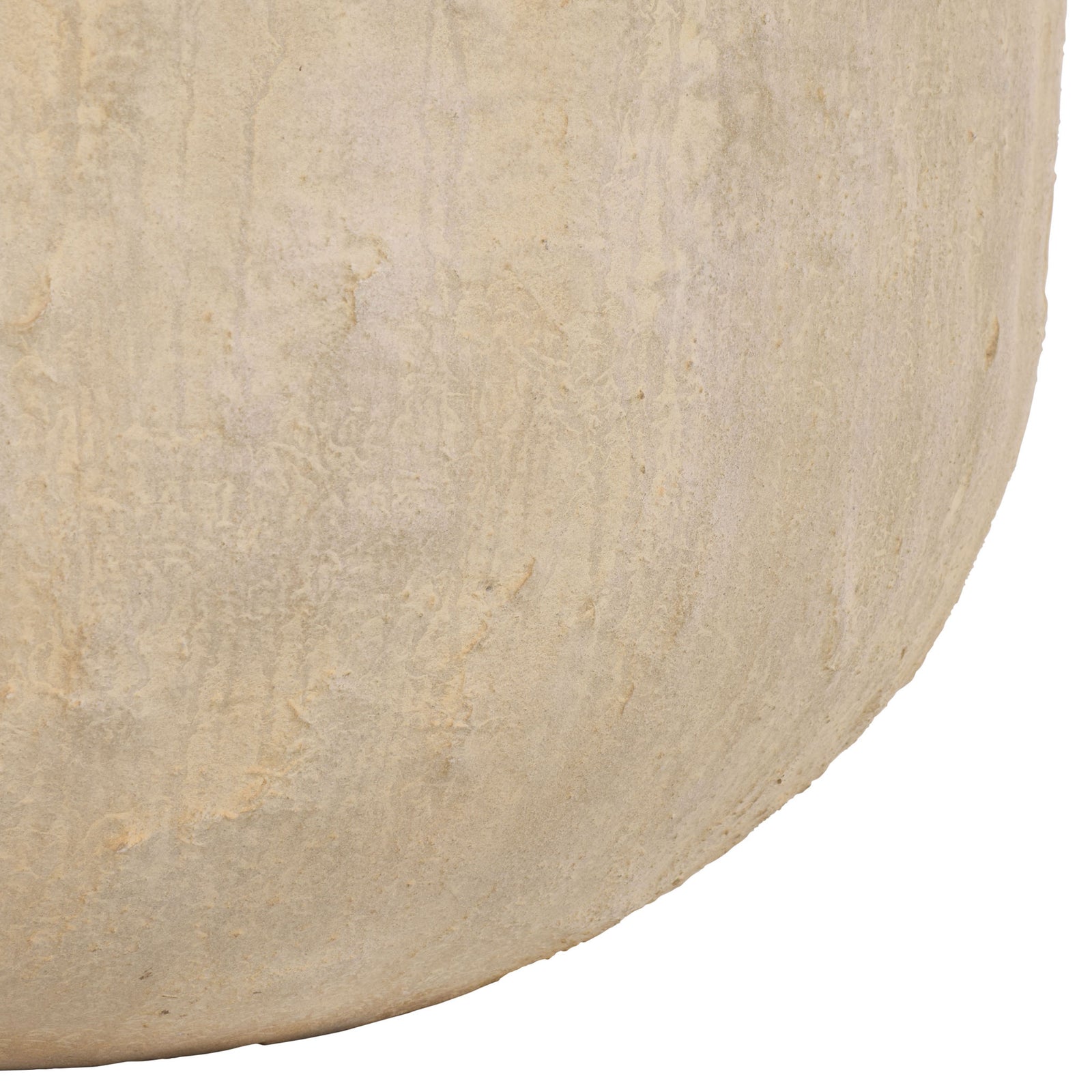 The large beige planter tapers toward a softly curved, textured base. || PAT1405B || leg_studio