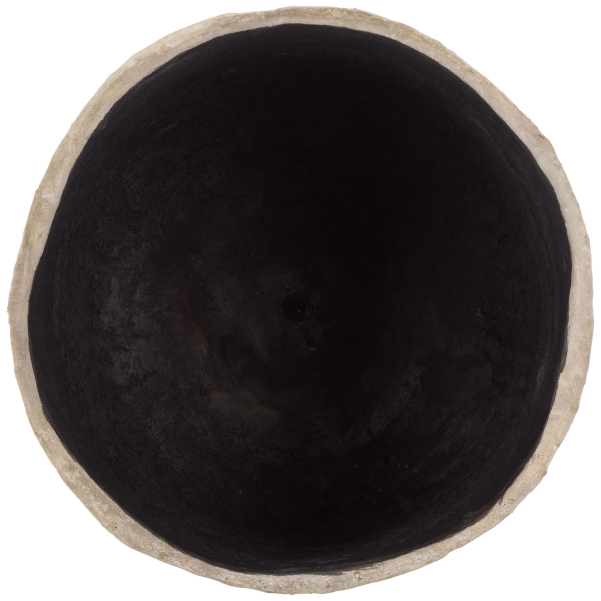 A wide beige rim surrounds a dark circular interior with a small drainage opening. || PAT1405B || top_studio