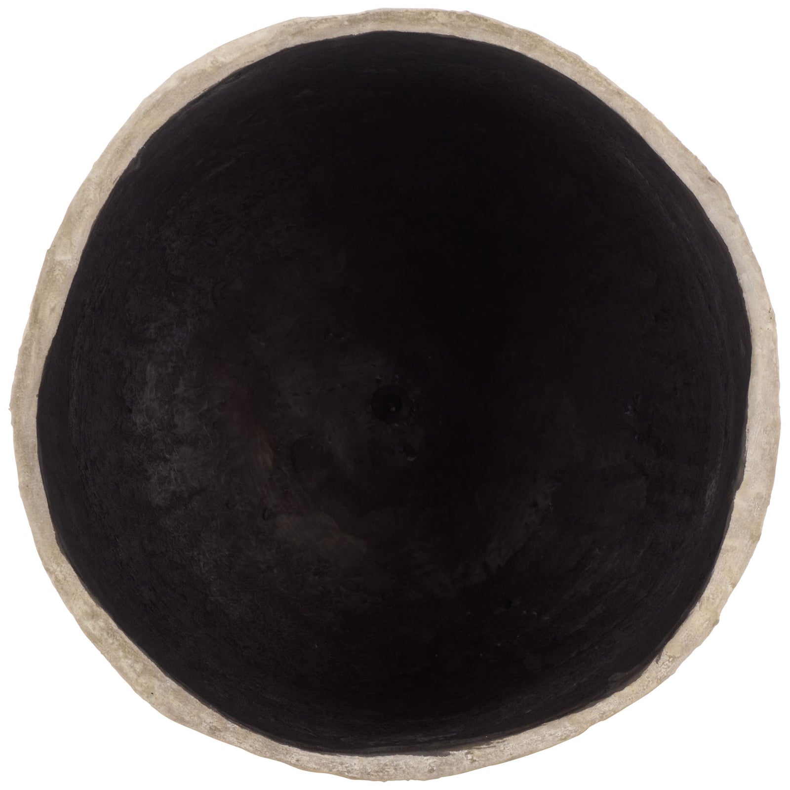 A wide beige rim surrounds a dark circular interior with a small drainage opening. || PAT1405B || top_studio