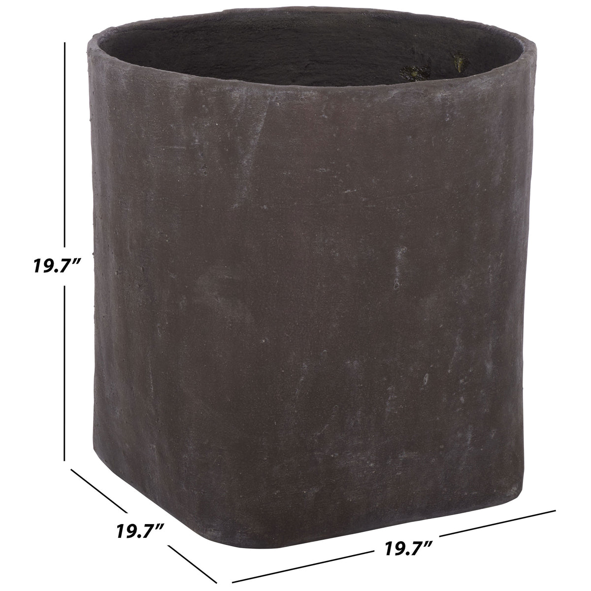 Large brown square planter measures 19.7 inches wide, deep, and tall. || PAT1409A || dimension_studio