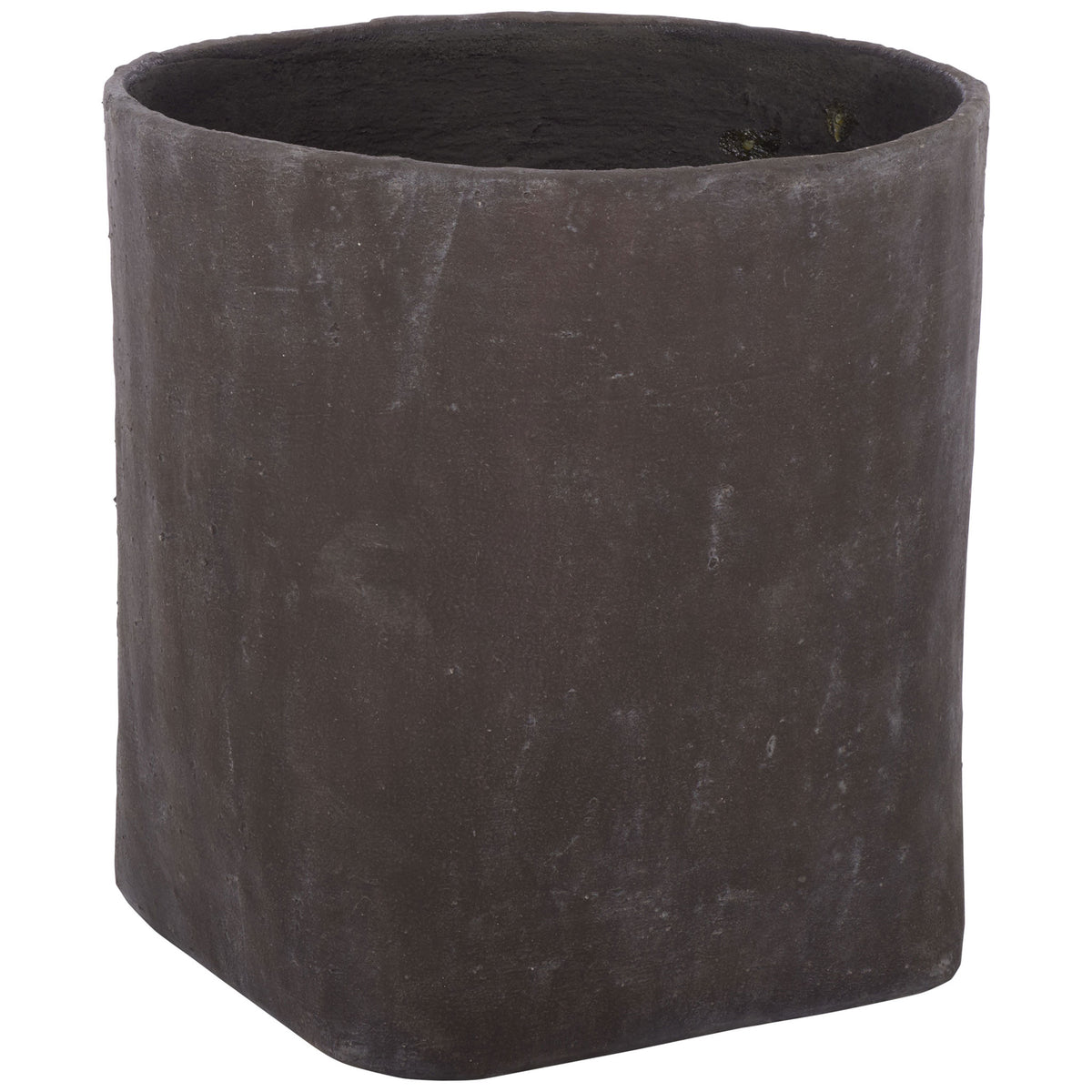 Soft corners and a gently irregular lip lend the large brown square planter organic character. || PAT1409A || front_angle_studio
