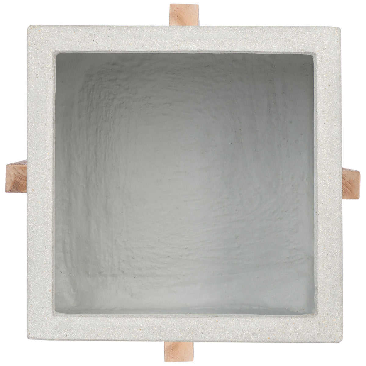 A wide square opening and pale, substantial rim provide ample room for flowers or foliage. || PAT1512B || top_studio