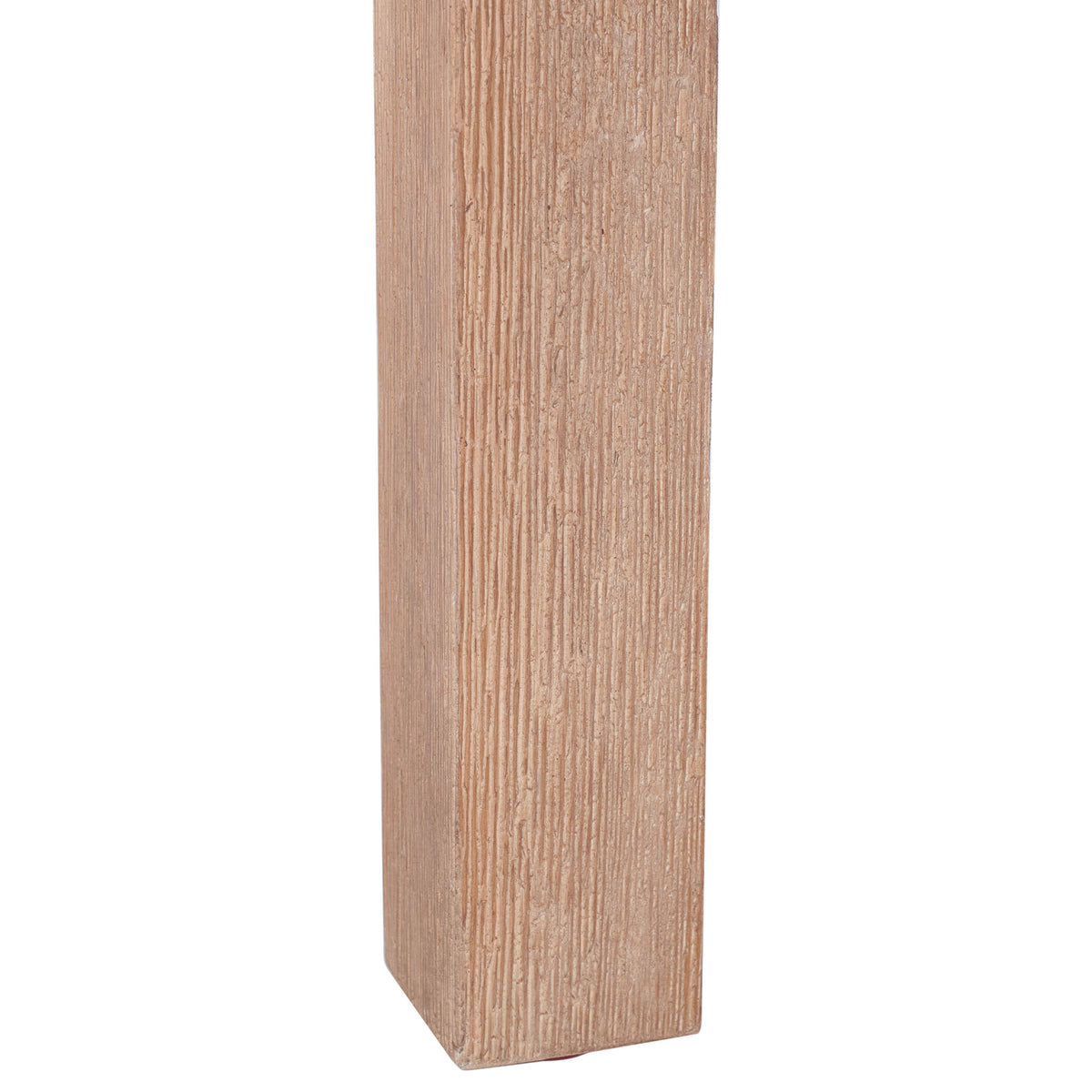 A natural acacia wood leg brings subtle grain and sturdy support to the large light gray planter. || PAT1513B || leg_studio