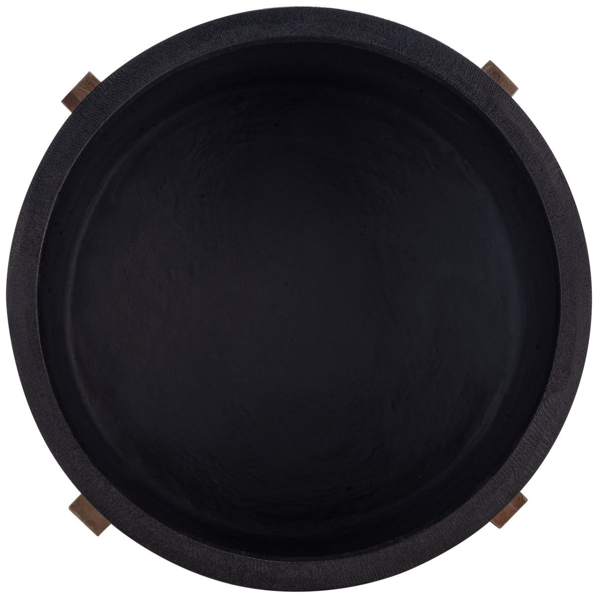 A broad circular rim frames the spacious black planting basin. || PAT1515A || top_studio