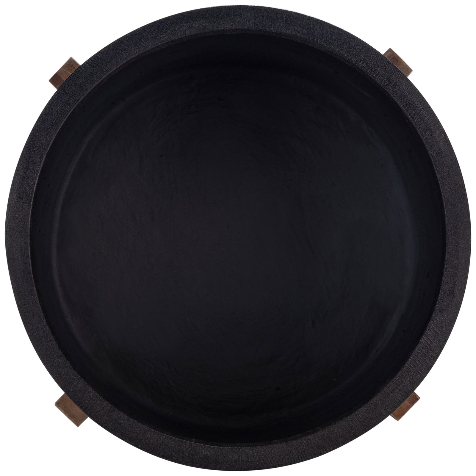 A broad circular rim frames the spacious black planting basin. || PAT1515A || top_studio