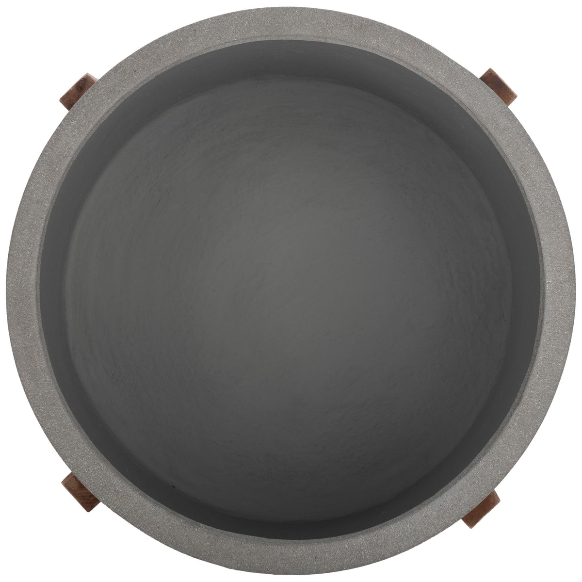 A wide circular rim encloses the roomy gray planting basin. || PAT1515B || top_studio