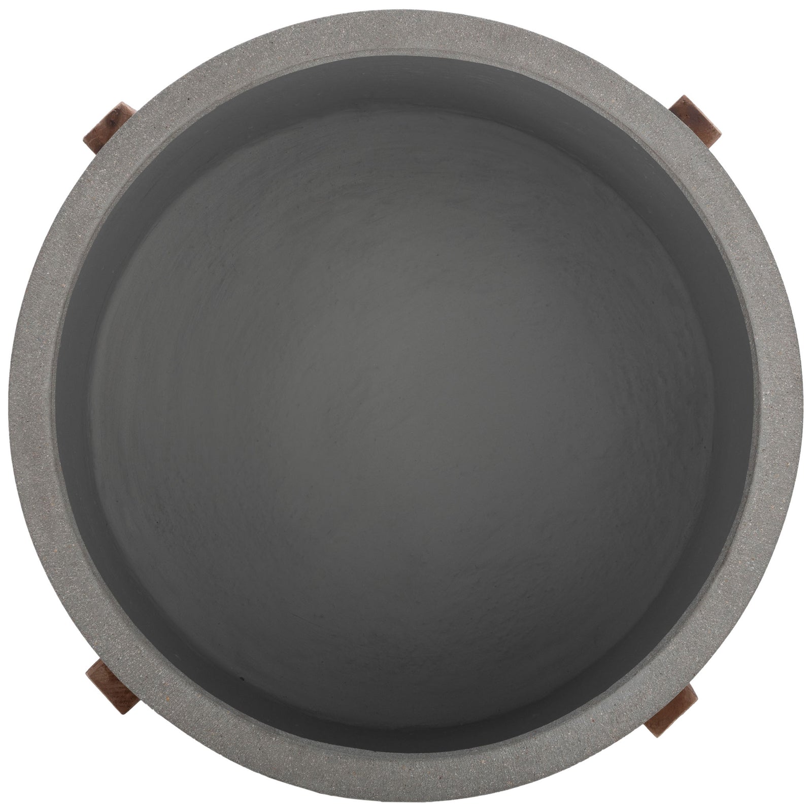 A wide circular rim encloses the roomy gray planting basin. || PAT1515B || top_studio
