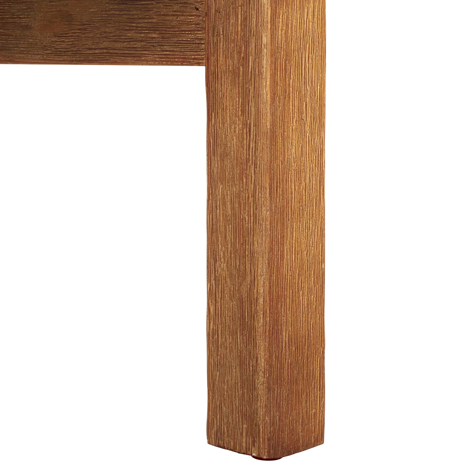 Rich wood grain stands out on the sturdy support beneath the white pot. || PAT1515C || leg_studio
