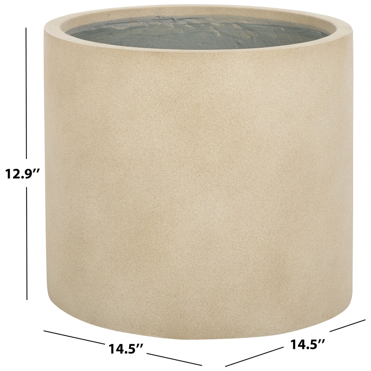 The beige planter measures 14.5 inches across and 12.9 inches tall || PAT1516B || dimension_studio