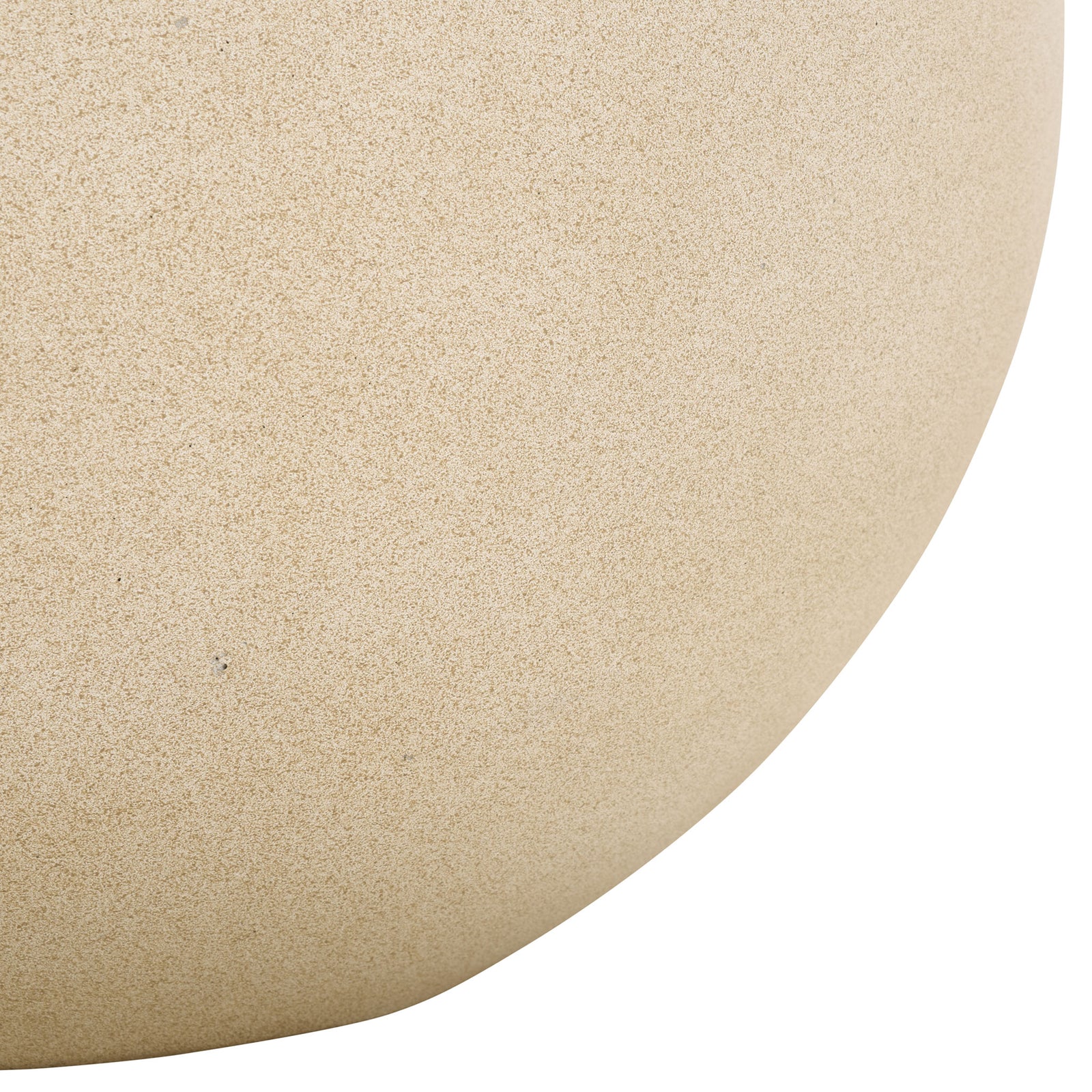 The rounded beige planter tapers to a gently curved base with fine sandy texture. || PAT1518B || leg_studio