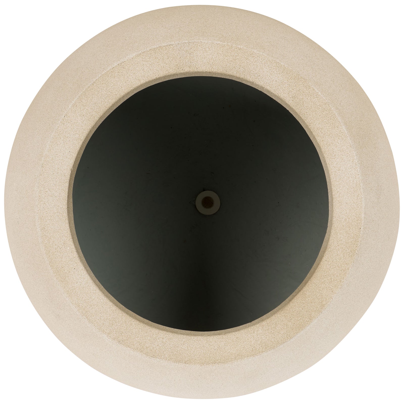 A broad beige rim surrounds a deep planting space with a central drainage hole. || PAT1518B || top_studio