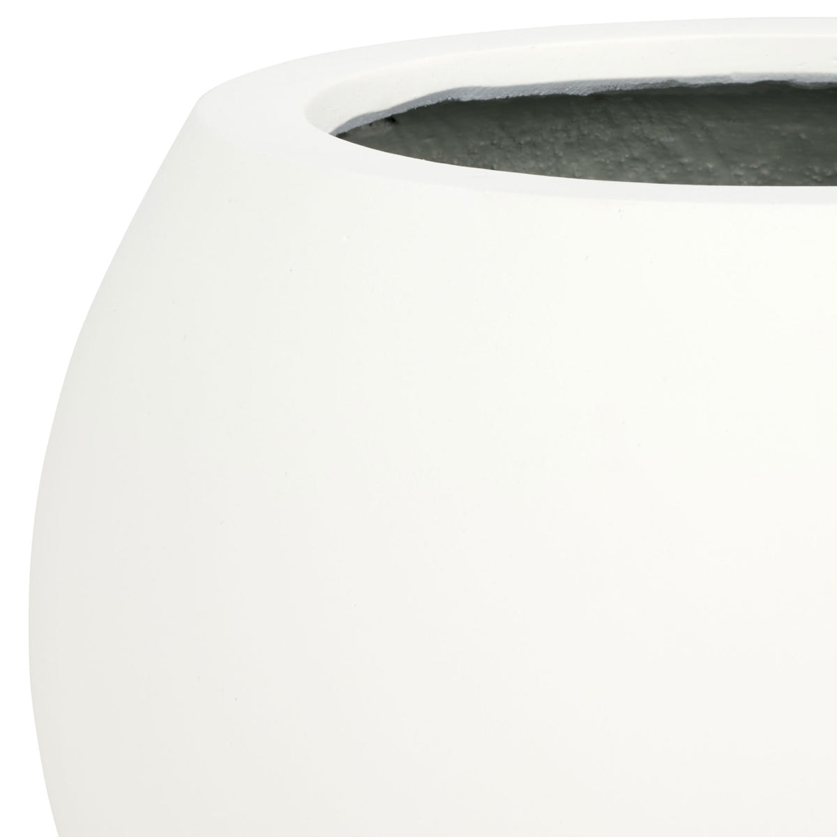 A smooth white lip circles the deep interior above the planter's gently rounded body. || PAT1518C || detail_studio