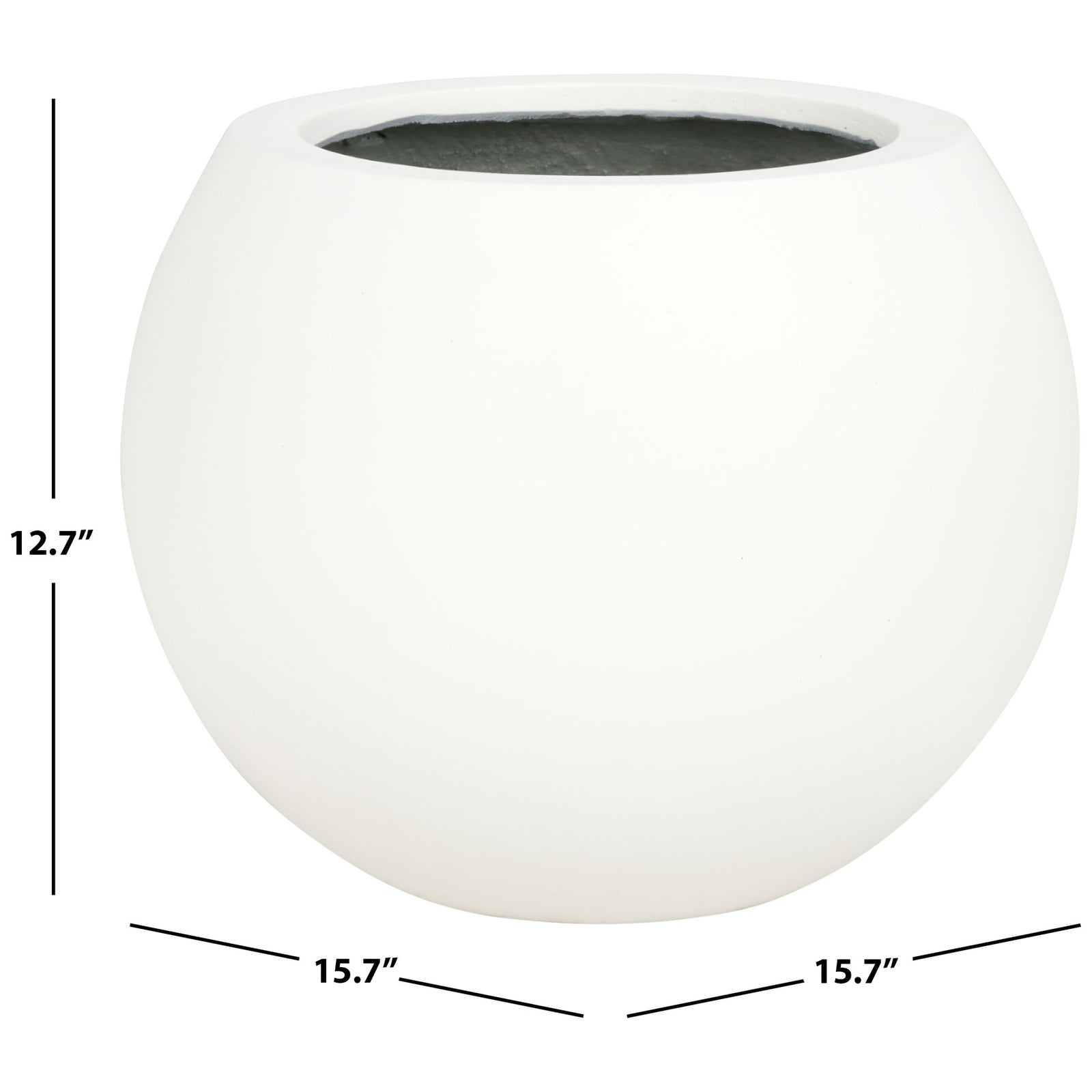 Compact white planter measures 15.7 inches wide and 12.7 inches high. || PAT1518C || dimension_studio