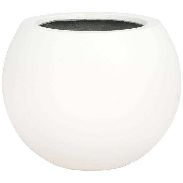 Bright white orb planter balances a smooth finish with a generous, open rim. || PAT1518C || front_studio