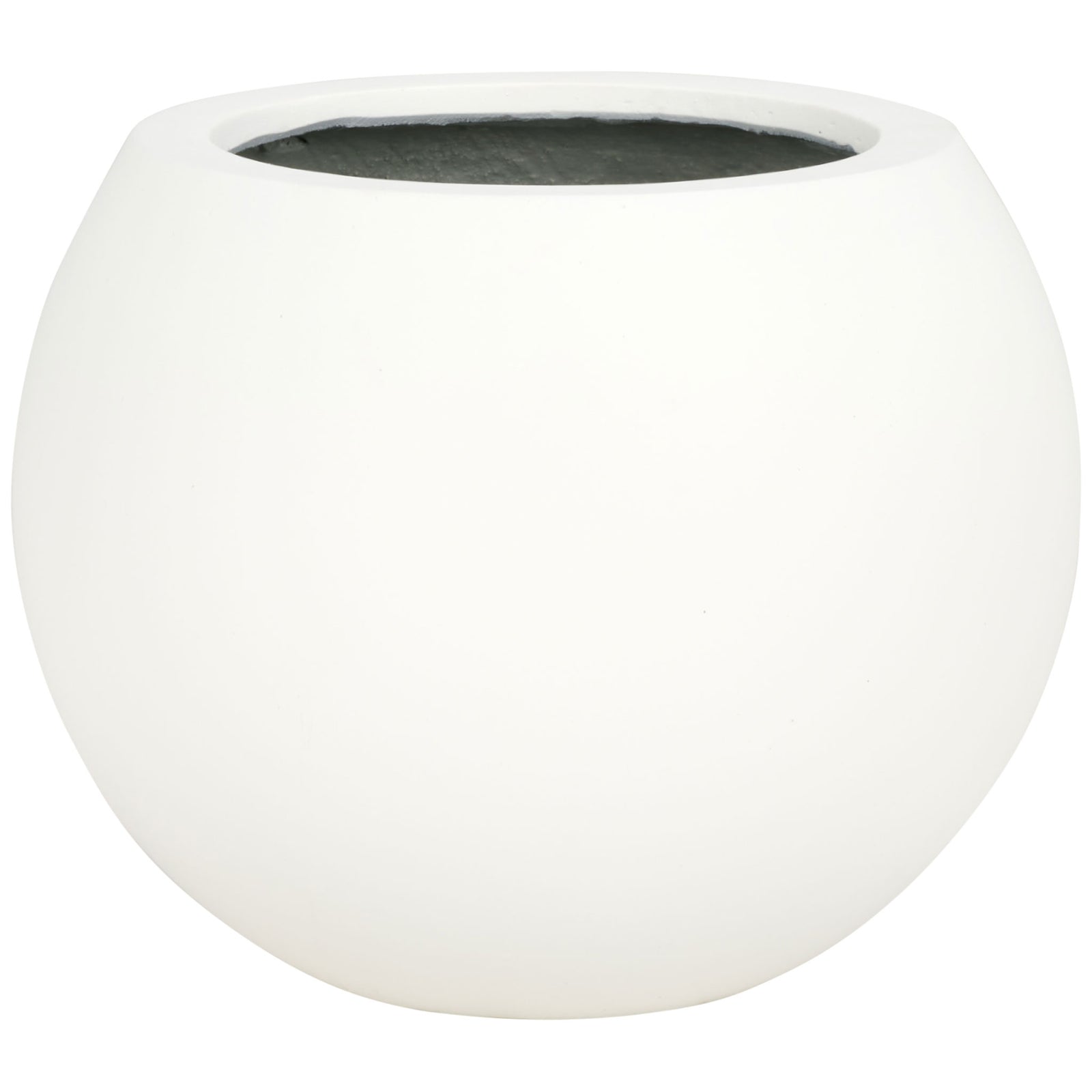 Bright white orb planter balances a smooth finish with a generous, open rim. || PAT1518C || front_studio
