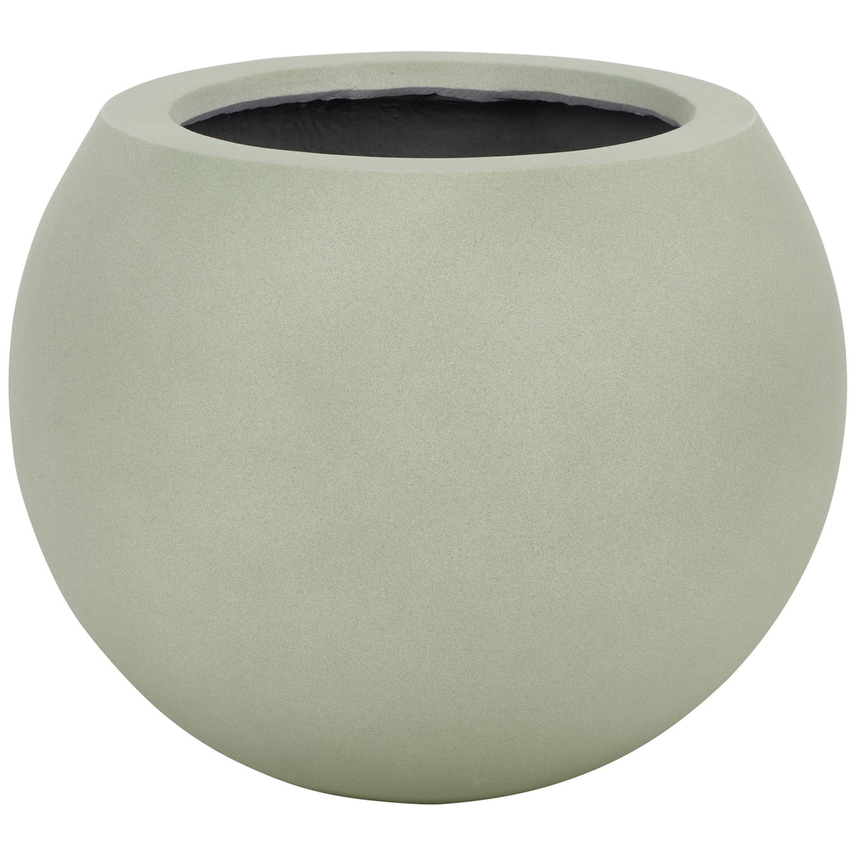 Muted sage planter brings a softly textured finish to a timeless rounded silhouette. || PAT1518E || front_studio