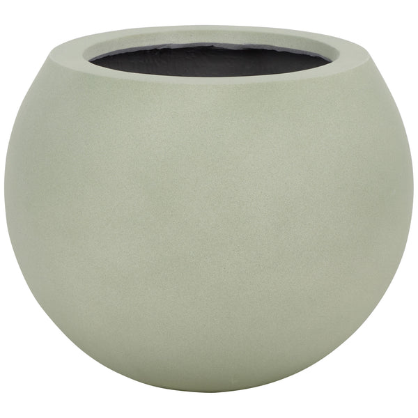 Muted sage planter brings a softly textured finish to a timeless rounded silhouette. || PAT1518E || front_studio