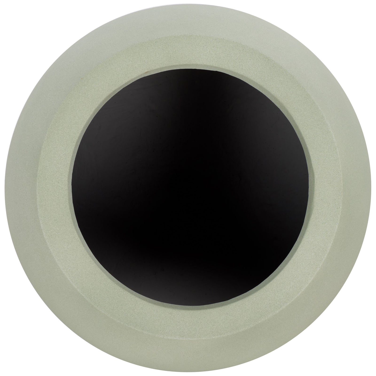 The sage planter's thick circular rim frames a dark, generous planting space. || PAT1518E || top_studio