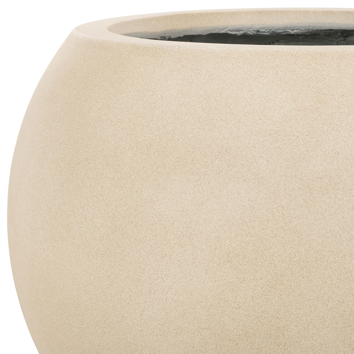 The large beige planter has a gently rounded wall and wide, subtly textured rim. || PAT1519B || detail_studio
