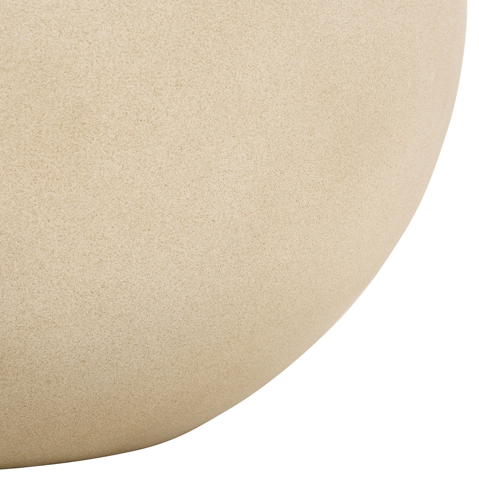 The beige planter's full, rounded body flows into a smooth, gently tapered base. || PAT1519B || leg_studio