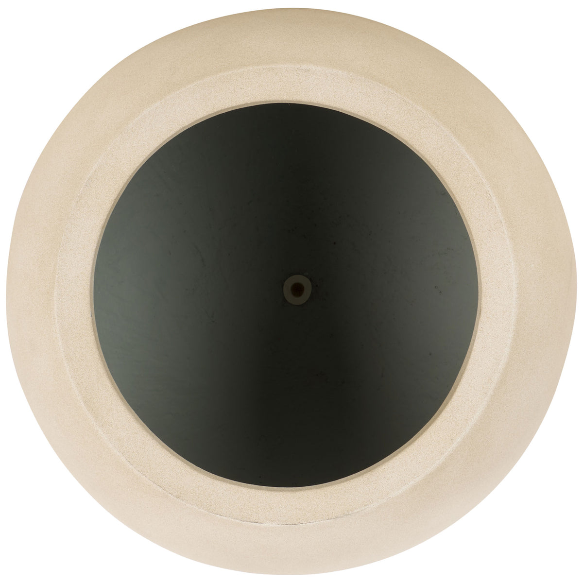 The large planter's circular beige lip frames a deep interior and centered drainage opening. || PAT1519B || top_studio