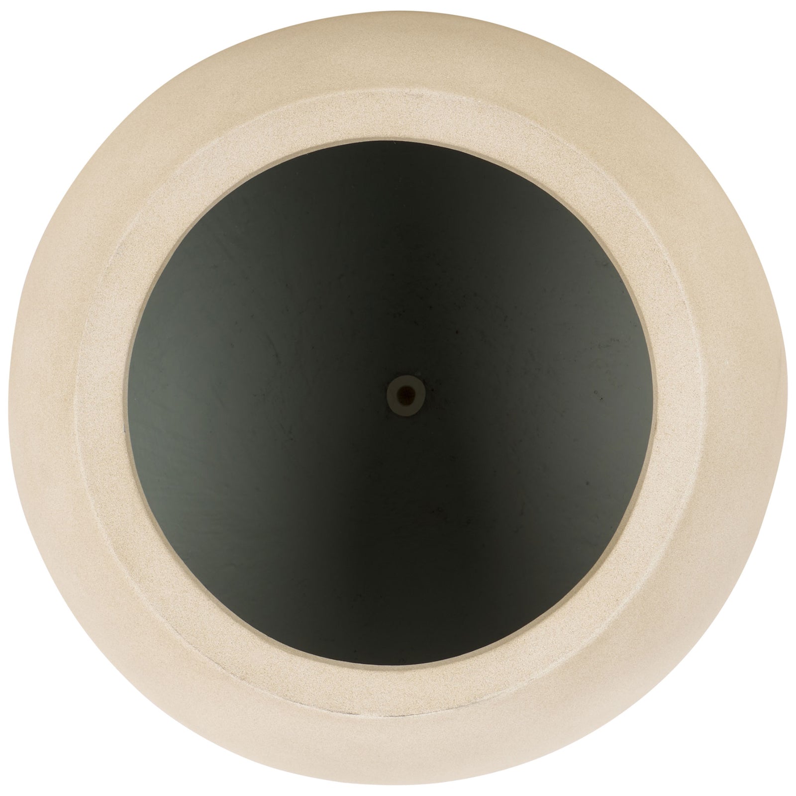 The large planter's circular beige lip frames a deep interior and centered drainage opening. || PAT1519B || top_studio