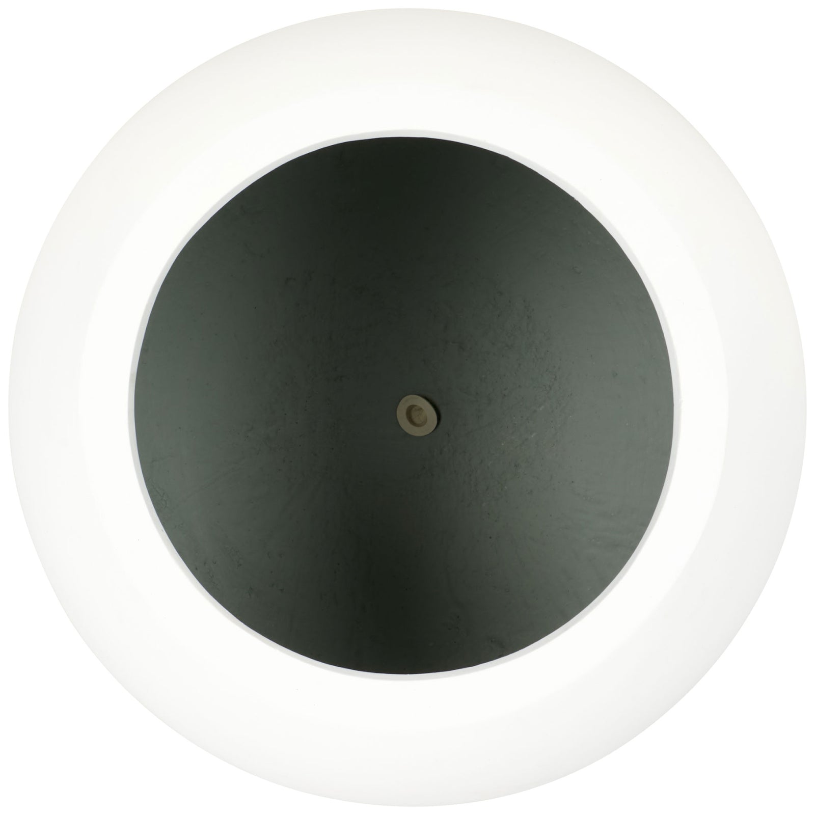The large white planter's broad rim frames a dark interior and central drainage hole. || PAT1519C || top_studio