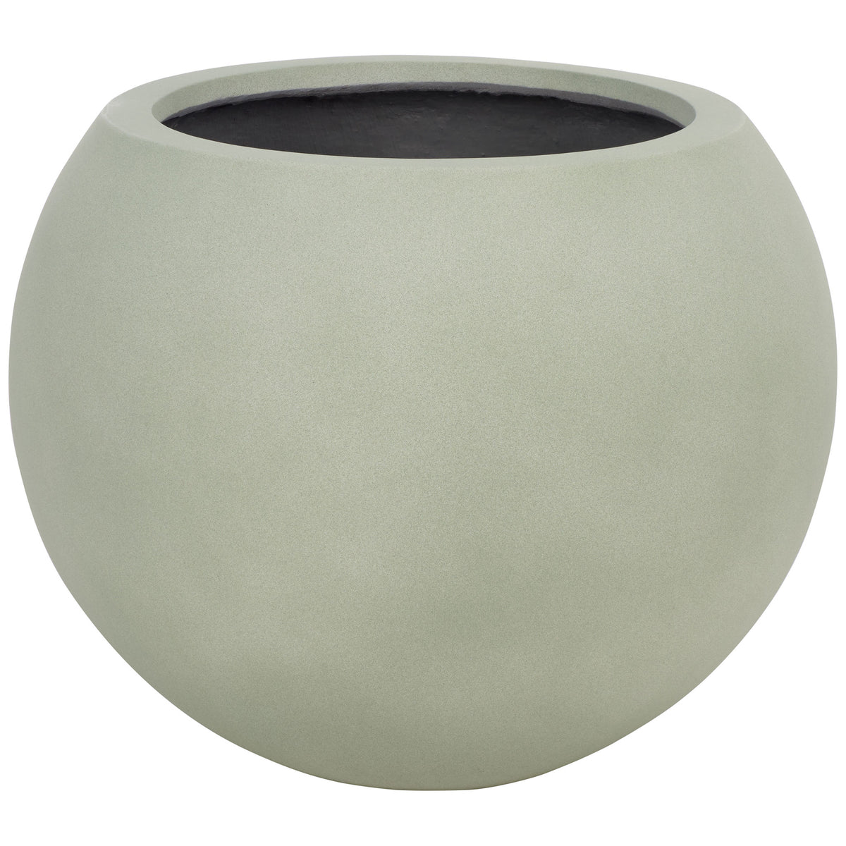 Spacious sage orb planter pairs a calm green tone with a broad planting opening. || PAT1519E || front_studio
