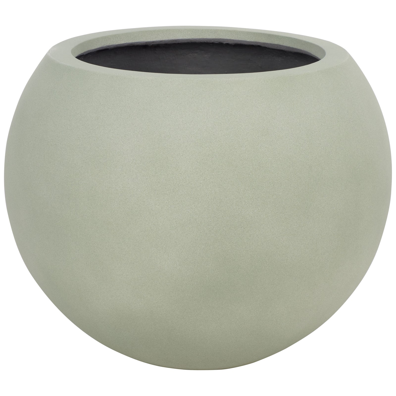 Spacious sage orb planter pairs a calm green tone with a broad planting opening. || PAT1519E || front_studio