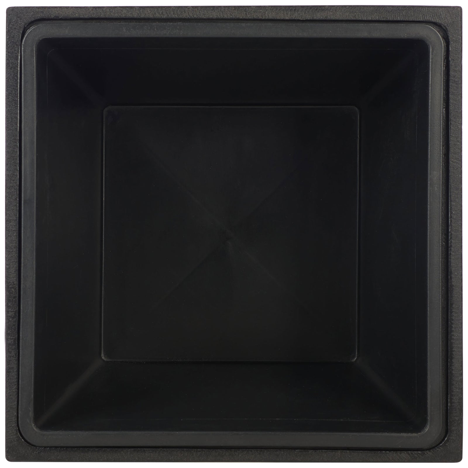 A deep, inset square basin gives the tall black planter room for greenery. || PAT1521A || top_studio