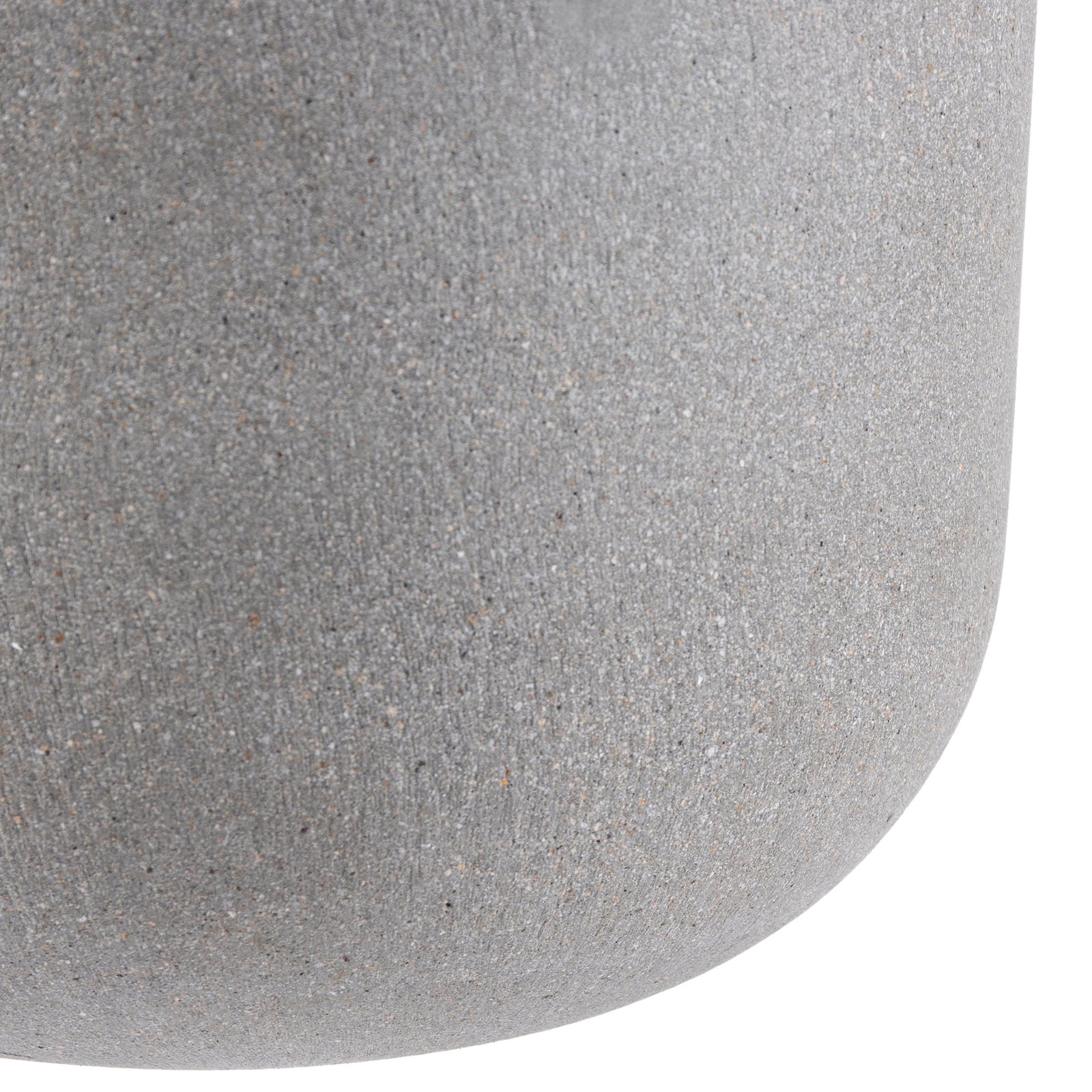 The light gray planter curves into a rounded base with fine stone-like texture. || PAT1527B || leg_studio