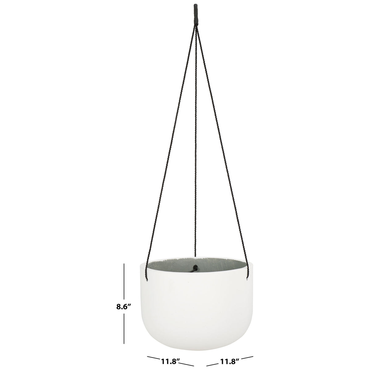 The white hanging bowl measures 11.8 inches wide and 8.6 inches high. || PAT1527C || dimension_studio