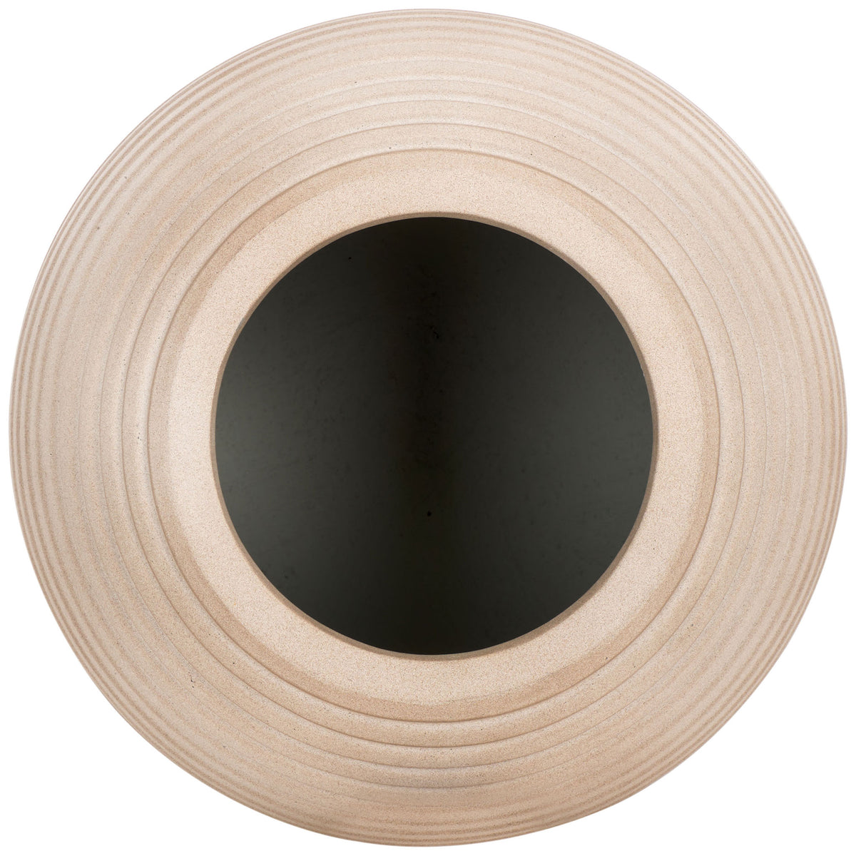 Concentric beige ridges frame a round planting opening and dark inner well. || PAT1534B || top_studio