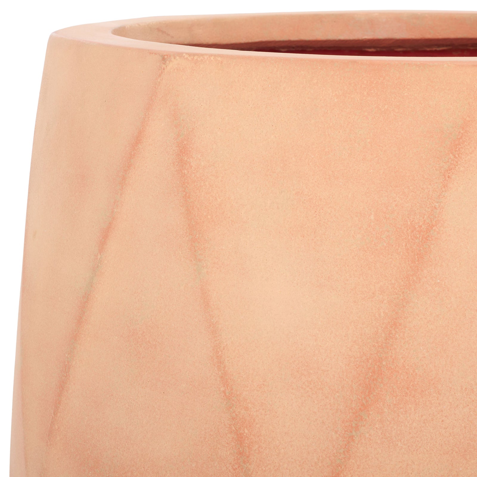 Delicate diamond lines trace the planter's softly mottled terracotta finish. || PAT1536D-SET2 || detail_studio
