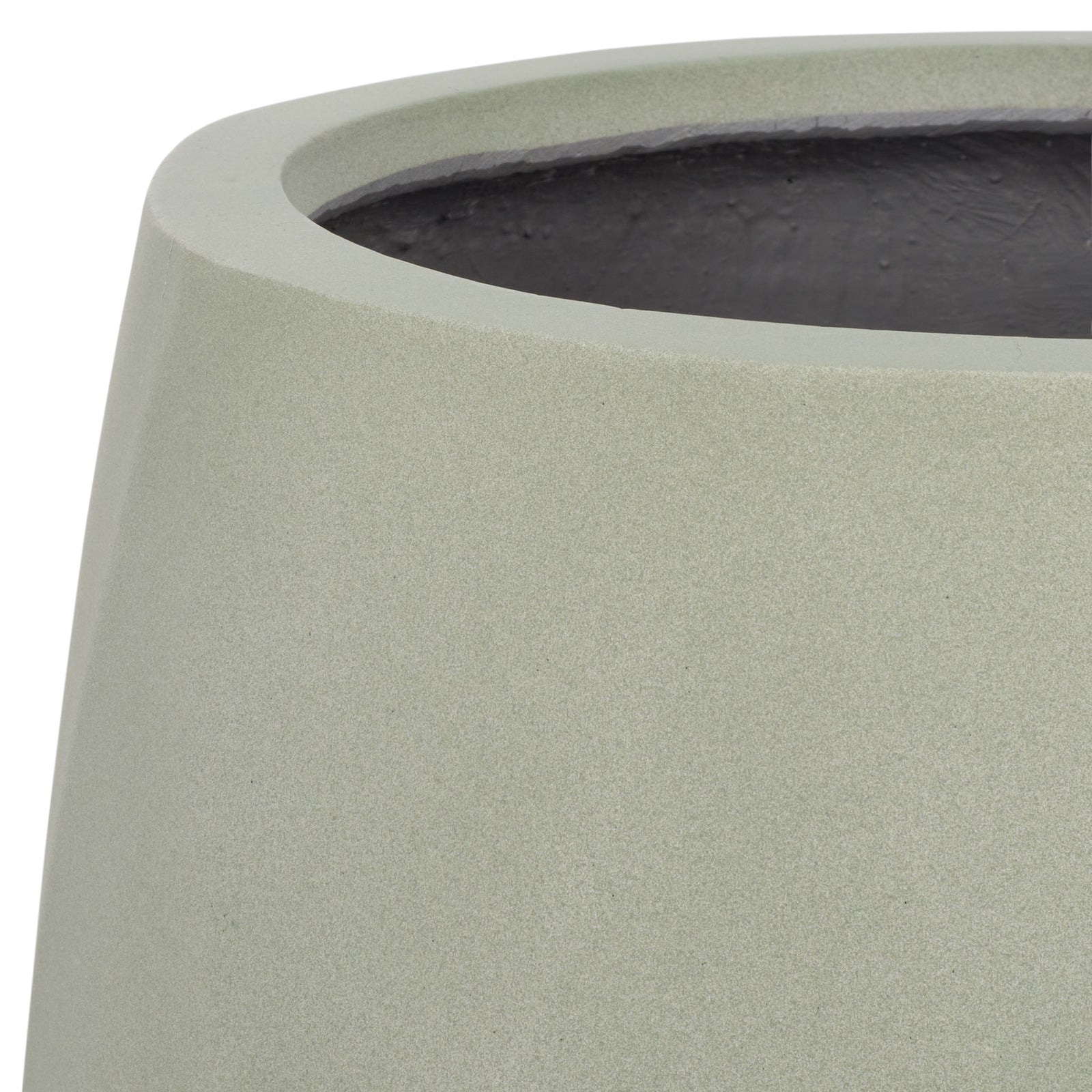 A softly rounded sage rim surrounds a deep interior above a fine-textured surface. || PAT1536E-SET2 || detail_studio
