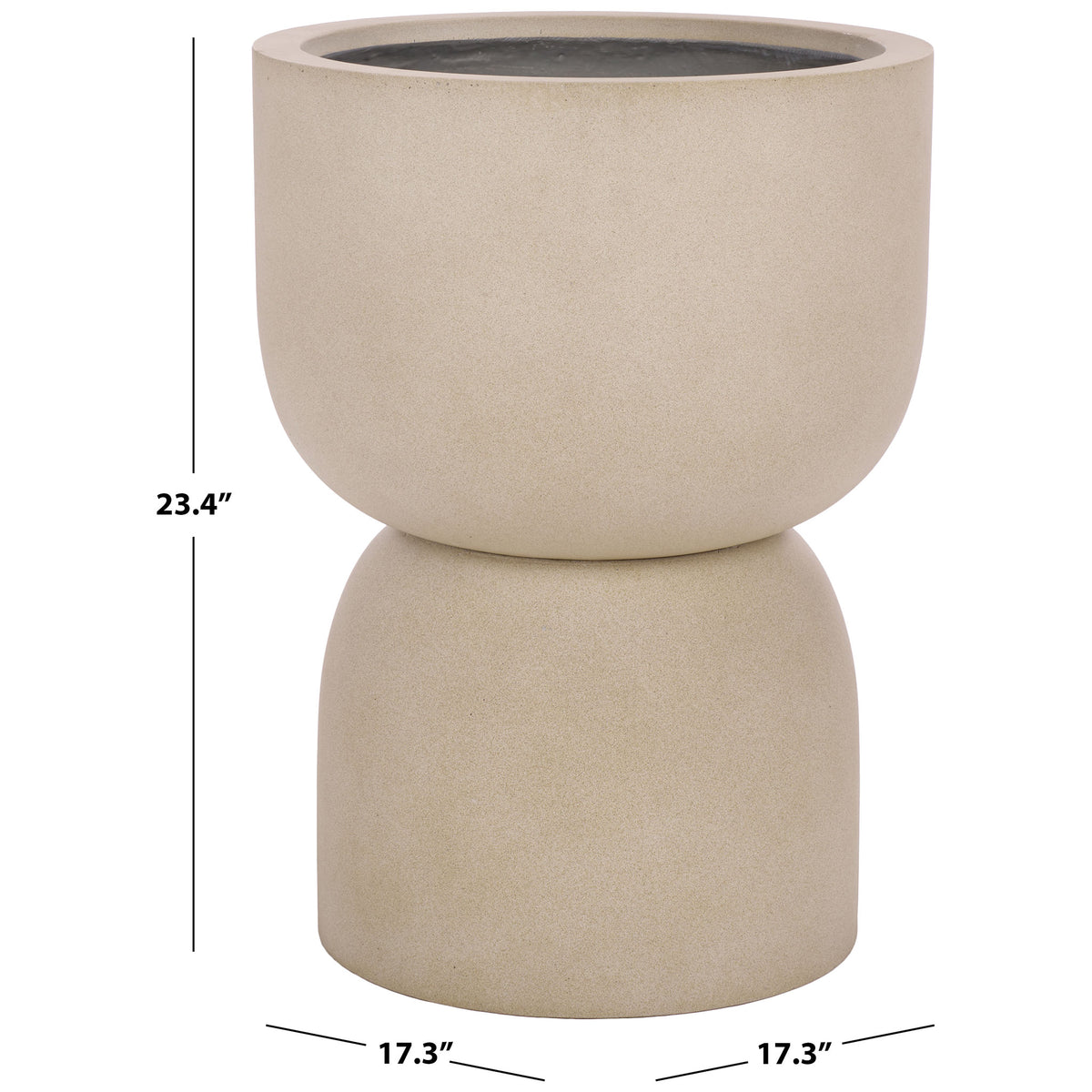 Sculptural beige planter measures 17.3 inches across and 23.4 inches tall. || PAT1546B || dimension_studio