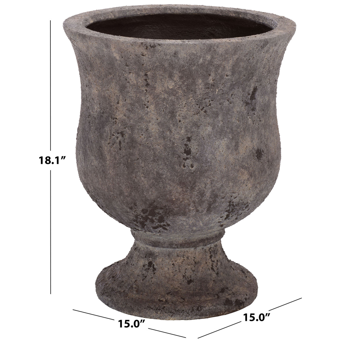 Compact pedestal planter measures 15 inches wide and deep and 18.1 inches high || PAT1547A || dimension_studio