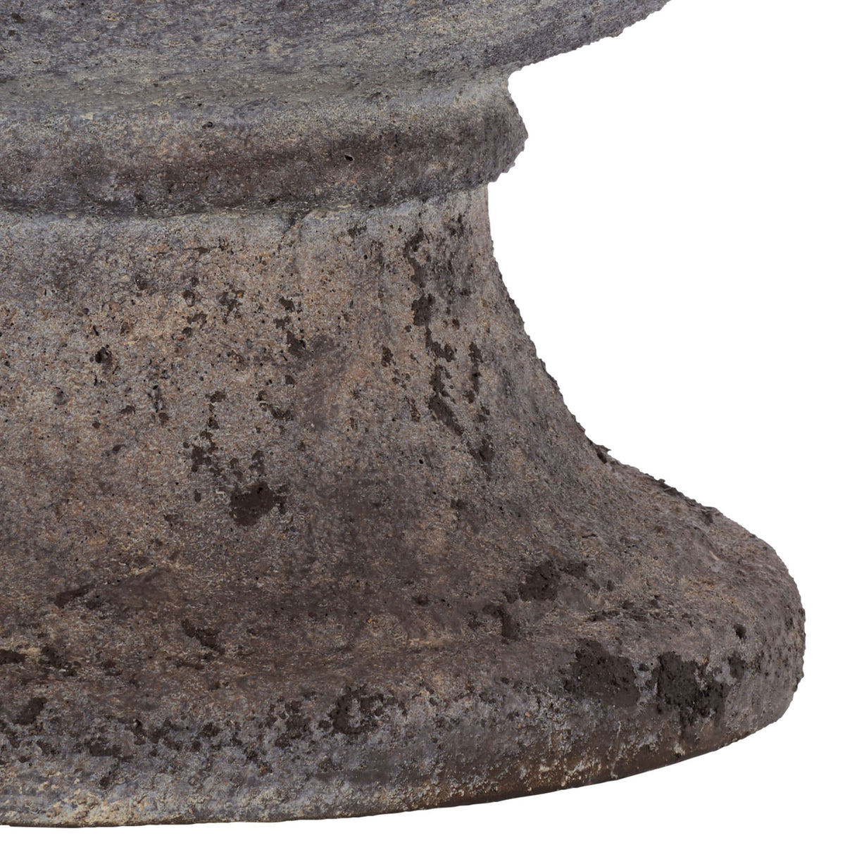 Flared pedestal base carries the planter's weathered, stone-like texture || PAT1547A || leg_studio